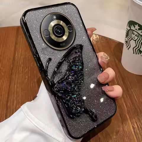 Realme11 Pro+ 5G Case Luxury Quicksand Butterfly Glitter Case For OPPO Realme 11 12 Pro Plus 10 Shoc