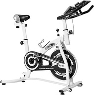 QNYF ATT CYS280 Indoor Silent Spinning Bike Fitness Bicycle with Adjustable Seat/Handle &amp; Beverage Holder &amp; Mobile Phone/Tablet PC Holder &amp; Mat &amp; LCD Monitor (Color : White)