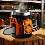Chainsaw Themed Resin Coffee Cup, Heavy Machinery Design Mug With Stainless Steel Insert, K7j4
