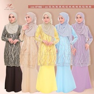 [Size 32-60] Hasna Lace Kurung in Baby Blue, Soft Yellow, Nude Brown, Soft Purple, Dark Brown | Plus