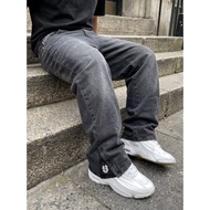 Street Wear Washed USD Zipper Embroidered Loose Jeans Y2K Men's Punk Rock Casual High Waisted Wide L