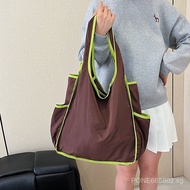 Large Foldable Shopping Bag Polyester Large Capacity Solid Color Eco-friendly Tote Bag Supermarket P