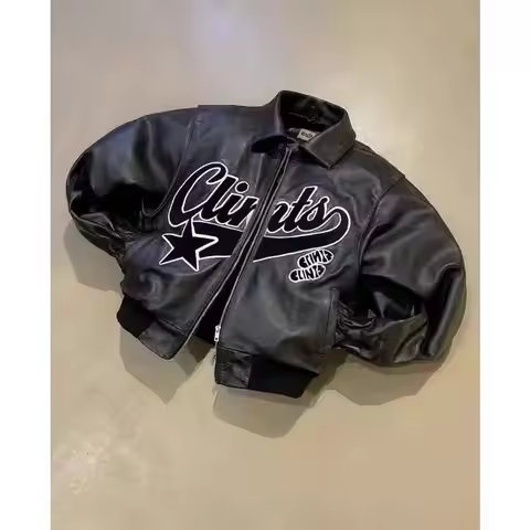 Y2k Jacket American Streetwear Trend PU Leather Jacket Black Thick Loose Zipper Jacket For Men