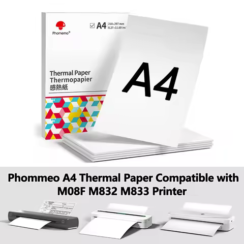 Phomemo Thermal Paper A4 Printer Paper Quick-Dry Paper Compatible with M08F M832 Portable Printer fo