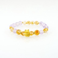 寶麗金珠寶-黃金招財貓紫黃水晶造型手鍊