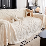 Anti Cat Scratch Large Sofa Cover Ins Style Thickness Plush Velvet Seat Cushion Slipcover Solid Colo