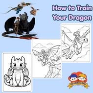 Combo of 50/25 sheets of coloring pictures, coloring pictures for children from the movie How To Tra