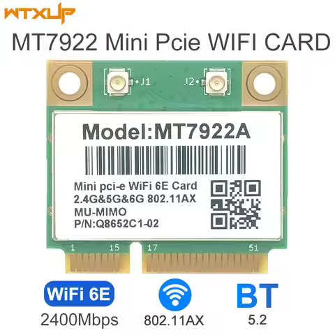 Mini pcie wifi 6E MT7922 network card MU-MIMO BLUETOOTH 5.2 wifi wireless adapter for Win 10/11