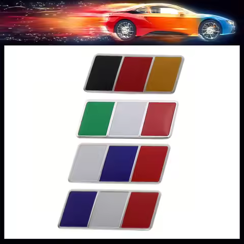 2PCS Aluminium France Germany Italy Russia Flag car Fender Rear Decal Emblem Badge Sticker Compatibl