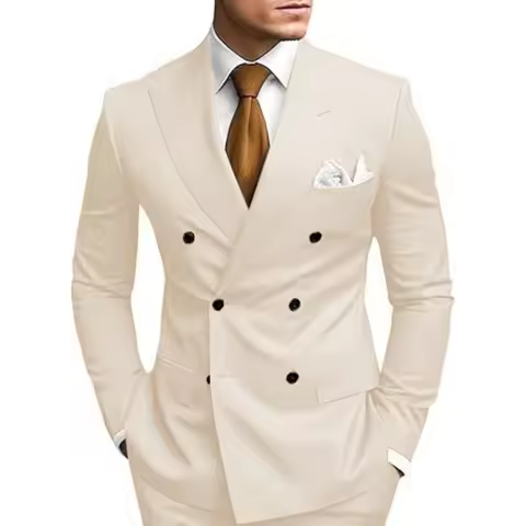 Man 2 Piece Outfit Set Double-breasted, Double-slit Suit for Wedding Dresses Stage Costume Graduatio