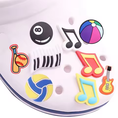 1pcs Ball Volleyball Baseball Billiards Guitar PVC Shoe Charms Fit Wristbands Garden Shoes Button De