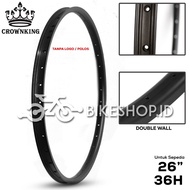26" Bicycle Rims Double Wall Alloy Rims for 26-inch Black 36H Crownking Without Logo (Plain) | High 