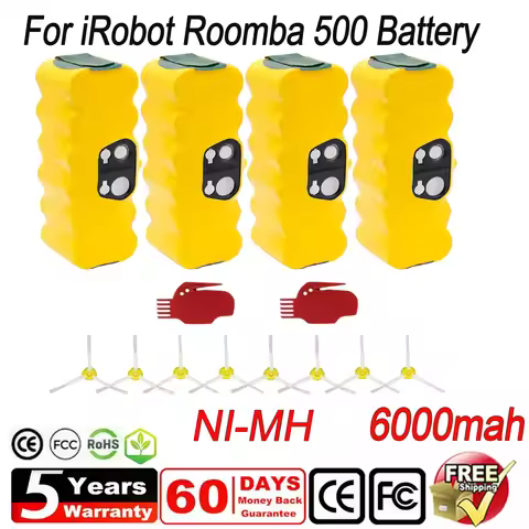 14.4V 6000mah For iRobot Roomba 500 NI-MH Replacement For iRobot Roomba 500 530 550 595 600 700 800 