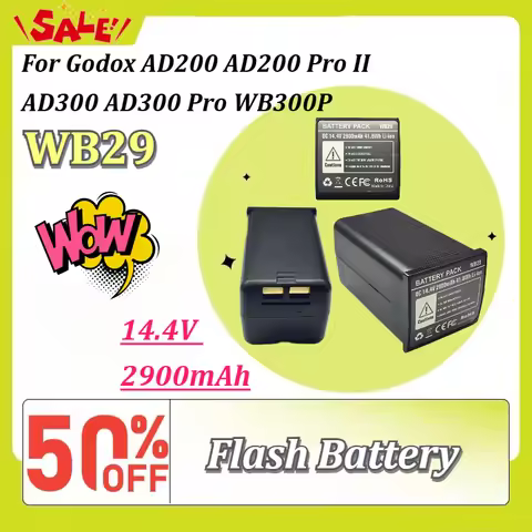 New 14.4V 2900mAh Li-ion Studio Flash Replacement Battery WB29 for Godox AD200 AD200 Pro II AD300 AD