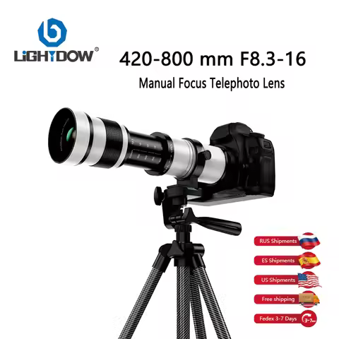 Lightdow 420-800mm F8.3-16 Professional Super Telephoto Manual Zoom Lens with T2 Ring Adapter USA ES