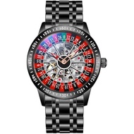 Men's Automatic Skeleton Watch - Mechanical Self-Wind, Roulette Wheel Design, Luminous Waterproof St