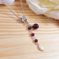 AgIo。紅石榴石/珍珠。招人緣。手作項鍊