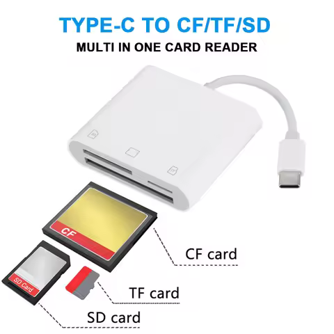 3 in 1 Type-C To SD/TF/CF Memory Card Adapter SD Card Reader Driver Free CF SD TF Compact Camera Car