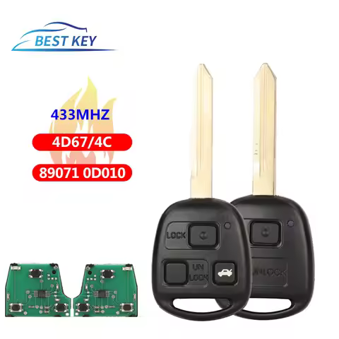 BEST KEY Remote Car Alarm Key Fob For Toyota Corolla 2002-2004 Avensis Yaris 2000-2002CE0165 433MHz 