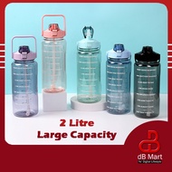 [ READY STOCK ] 2 Litre Reminder Water Bottle Tumbler with straw scale big bottle BPA Free