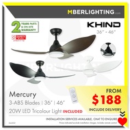 [Cheapest] KHIND Mercury 36/48inch 3-ABS-Blades DC Ceiling Fan With Optional 20W 3 Tone LED Light &amp; Remote Control