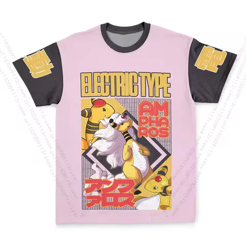 Anime Ampharos Pokemon Kid 3D Fashion Casual Street Tee Pocket Monsters Pikachu Clothes Men/Women Sh