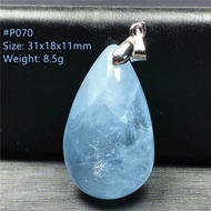 Top Natural Ocean Blue Aquamarine Pendant Jewelry For Women Man Clear Crystal Water Drop Oval Stone 