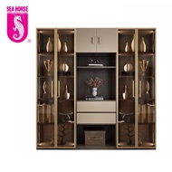 SEA HORSE WAHIE Luxury Bookshelf  Cabinet Multilayer Solid Wood Board with Light (YHT-BOO-LYL-DK)