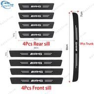 Benz Amg Car Door Sill Strip Carbon Fiber Leather Anti Scratch Door Step Protector For A B C E S Cla