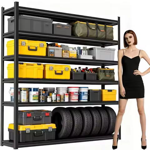 Metal Garage Shelving Unit, Heavy Duty Garage Storage Shelves, Adjustable Shelf for Warehouse, Kitch