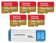 128GB Micro SDXC Extreme Memory Card (Five Pack) Works with GoPro Hero 7 Black, Silver, Hero7 White 