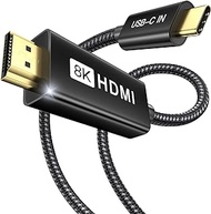 ULT-WIIQ USB C to HDMI 2.1 Cable 8K@60Hz 4K@120Hz 48Gbps Thunderbolt to HDMI Cable Compatible Thunderbolt 4/3 Braided USB-C to HDMI Cable 6.6FT Support HDCP 2.2 HDR for MacBook iPad iPhone 15 Series