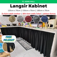 Langsir Kabinet Dapur Plain Color Pelekat Tape Langsir Sinki Cabinet Curtain Tirai Dapur Langsir Tab