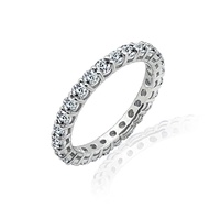 Platinum or Gold Plated Sterling Silver All-Around Band Ring set with Round Infinite Elements Zircon