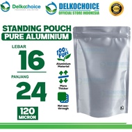 Standing Pouch PURE ALUMUNIUM FOIL Delkochoice Ziplock Packaging 16x24cm