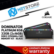 CORSAIR DOMINATOR PLATINUM RGB 32GB (2x16GB) DDR5 5200MHz C40 RAM (BLACK) - CMT32GX5M2B5200C40