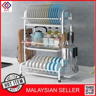 3 Layers Dish Rack 304 Stainless Steel Dish Drainer Rack Kitchen Rack Storage Rack