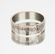 美國硬幣戒指 25 美分 1988 年 LIBERTY 男士硬幣戒指 女士硬幣戒指