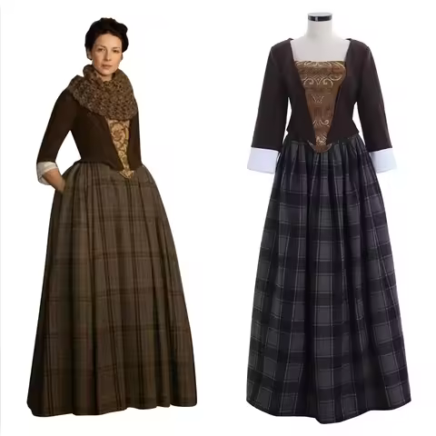 Outlander Claire Jamie Randall Fraser Cosplay Costume Medieval Victorian Women Vintage Dress Hallowe