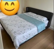 6尺包皮革雙人床架  king size bed