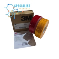 MERAH Reflector Sticker 3m 983 Reflective Red - Yellow 5cm x 50 Meters - Bright, Weatherproof, Easy 