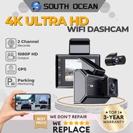 South Ocean 2.4" LCD Screen WiFi GPS 4K Dual Lens Night Vision Dashcam Car Parking Monitor Car DVR D
