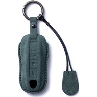 for Porsche Suede Leather Key Fob Cover with Keychain Key Shell Compatible with 2020-2024 Panamera, 