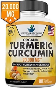 ▶$1 Shop Coupon◀  Turmeric Capsules Organic 20,000mg with Organic Ginger &amp; Organic Black Pepper Extr