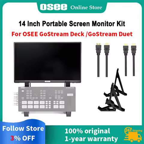 OSEE 14 Inch for GoStream Deck /GoStream Duet Switcher Screen Monitor with USB-C PD, Mini HDMI, 3.5m