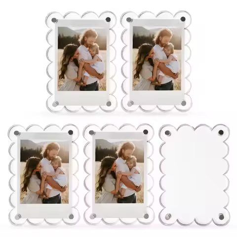 5 Pack Acrylic Fridge Magnetic Frame, 2.36x3.54 In Mini Picture Frames Clear, 2 Sided Photo Refriger