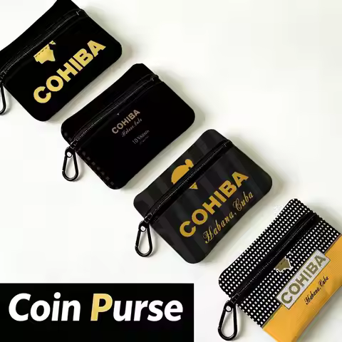 C-Cohiba Premium-Sophisticated Compact Oxford Cloth Zipper Pouch Detachable Carabiner Mini Coin & Ke