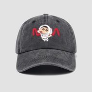 Cartoon Crayon Shin-chan Astronaut Theme Baseball Cap | Personalized Washed Visor Cap, Sun Protectio
