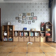 Solid Wood Living Room Household Lattice Cabinet Bookshelf Combination TV Cabinet Multifunctional Ch