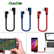 GUUGEI 0.25m USB Type C Short Cable 90 Degree Phone Charger Cord Data Sync 25cm Mini Micro USB Data Cable For Powerbank Laptop Charge Cable Wire